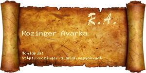 Rozinger Avarka névjegykártya